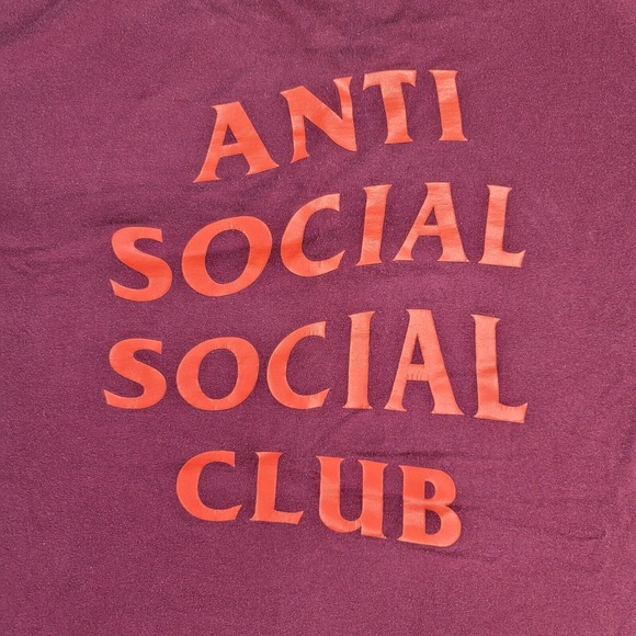 Anti Social Social Club T-Shirt Logo Tee 2 Club ASSC Maroon Orange Size XL - Picture 3 of 10